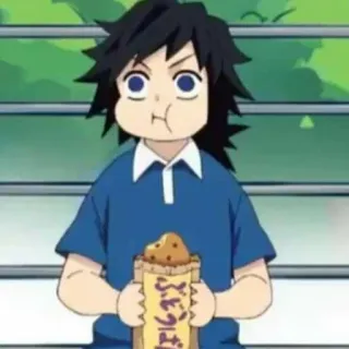 🥺 Giyu Tomioka Demon Slayer ぶどうぱん Anime, Demon Slayer, Giyu Tomioka, Cibo, Carino, Manga whatsapp sticker
