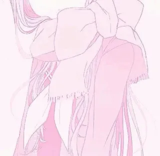🖤 ピンク, 女の子, リボン, アニメ, イラスト, マフラー telegram sticker