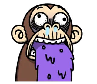 🤢 원숭이, 만화, 웃긴, 미친 telegram sticker