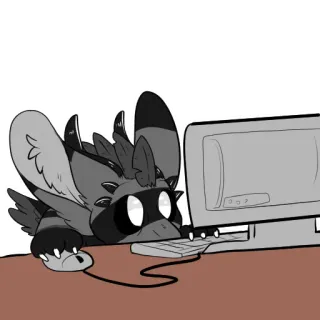 🥺 raton laveur, ordinateur, dessin animé, clavier, animal, rongeur telegram sticker