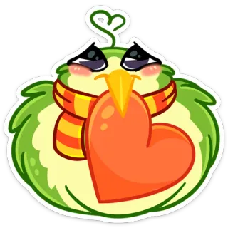 ❤️ pássaro, amor, coração, fofo, cachecol, desenho animado telegram sticker