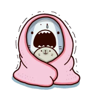 😱 サメ, アザラシ, 毛布, かわいい, 漫画, 動物, カワイイ, イラスト telegram sticker