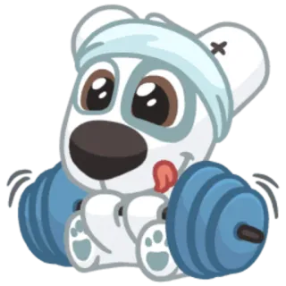😶 bear, weightlifting, fitness, cartoon, cute telegram sticker