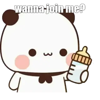 🤨 wanna join me? Panda, Mignon, Biberon, Kawaii, Invitation whatsapp sticker