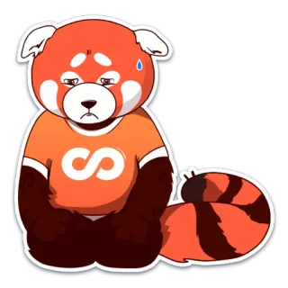 😞 แพนด้าแดง, เศร้า, หงุดหงิด, น่ารัก, สัตว์, การ์ตูน telegram sticker