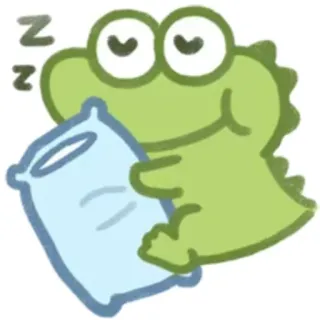 💤 ZZZ crocodile, sleeping, pillow, cute, cartoon, green, reptile telegram sticker