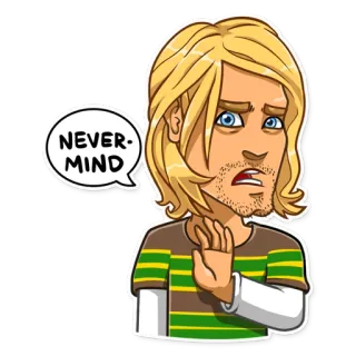 ✋ NEVER MIND hoạt hình, tóc vàng, vàng hoe, không sao đâu, bong bóng thoại, nhãn dán, lo lắng whatsapp sticker