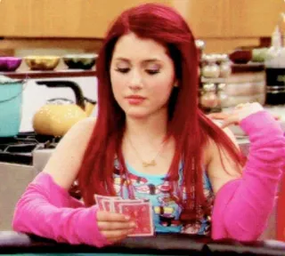 🤍 Cat Valentine Victorious Cat Valentine, Victorious, Nickelodeon, Ariana Grande, Spielkarten whatsapp sticker