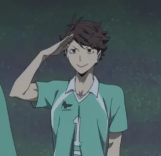 🤡 Oikawa Tooru Haikyuu!! Anime, Haikyuu, Oikawa Tooru, Postać, Salut telegram sticker
