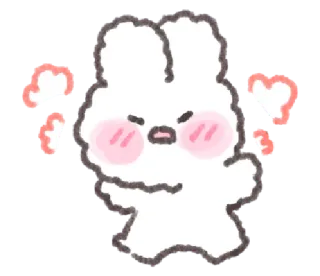 💬 bravo, fofo, coelho, irritado, desenho animado, peludo whatsapp sticker