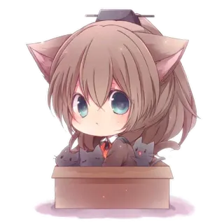 📦 cat girl, anime, kawaii, manga, chibi, cat ears, box, cats telegram sticker