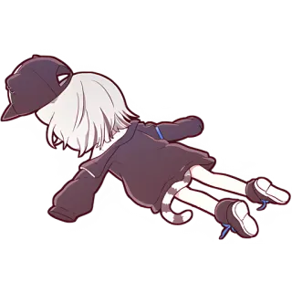 🫠 cô gái mèo, anime, mùa thu, nằm, mũ, hoạt hình telegram sticker
