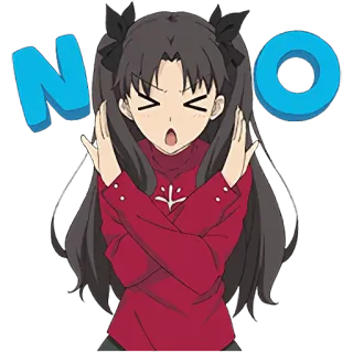 😣 NO Anime, Fille, Non, Bras croisés, Déni telegram sticker