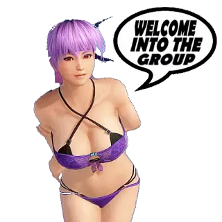 🗣 WELCOME INTO THE GROUP chào mừng, nhóm, phụ nữ, bikini telegram sticker