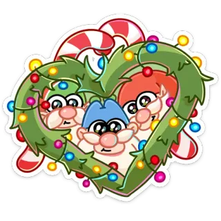 ❤️ navidad, elfos, fiestas, corazón, bastón de caramelo, decoración, lindo telegram sticker