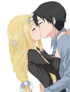 ❤️ Anime, Beijando, Casal, Romance, Amor telegram sticker