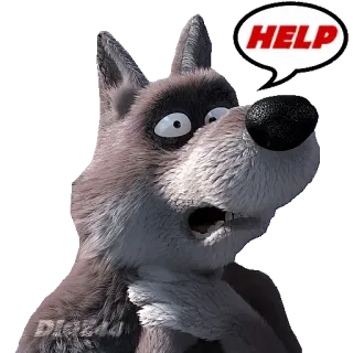 🆘 HELP wolf, animal, distress, cartoon, help whatsapp sticker