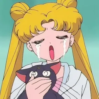 🌙 Sailor Moon anime, huilen, verdrietig, manga, Luna, cartoon telegram sticker