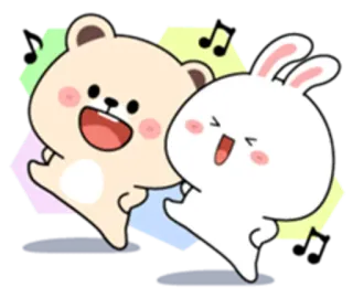 😔 bear, rabbit, cute, animals, happy, cartoon telegram sticker