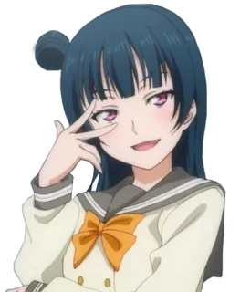 😉 Yoshiko Tsushima Love Live! Sunshine!! Anime, Uniforme scolastica, Carino, Faccia buffa, Yoshiko Tsushima whatsapp sticker