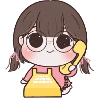 🥨 Cartone animato, Ragazza, Telefono, Telefono, Kawaii, Carino, Bambino telegram sticker