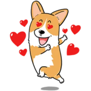 😍 corgi, dog, hearts, love, cartoon, cute, animal, eyes telegram sticker