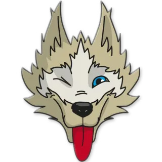 😜 Hund, Husky, Tier, Cartoon, Aufkleber, Zwinkern, süß telegram sticker
