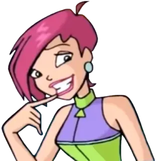 🤪 мультфильм, женщина, персонаж, иллюстрация, розовые волосы telegram sticker