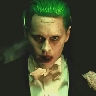 ✖️ Joker Suicide Squad Damaged Joker, DC Comics, villain, tattoo, damaged, Suicide Squad telegram sticker