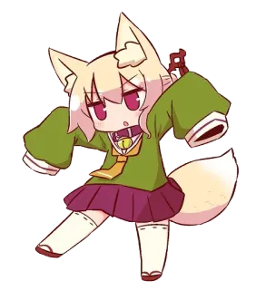 😐 Anime, Fille renard, Chibi, Mignon, Kemonomimi, Oreilles animales telegram sticker