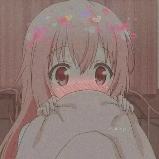 😳 anime, cute, blushing, hearts, kawaii telegram sticker
