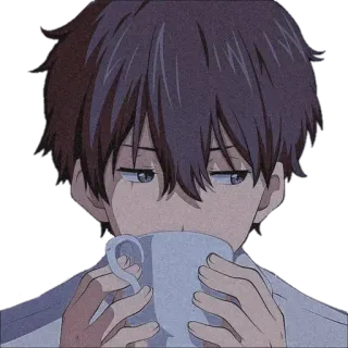 ☕️ Anime, Junge, Tasse, Trinken, Süß whatsapp sticker