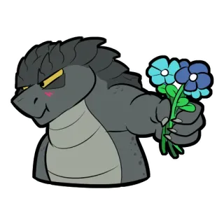 🌺 Godzilla Godzilla, Monster, Blumen, Cartoon, Reptil, Kaiju telegram sticker