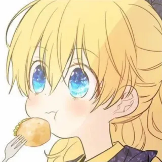 👑 Anime, Dessin animé, Mignon, Fille, Manger, Nourriture, Kawaii telegram sticker