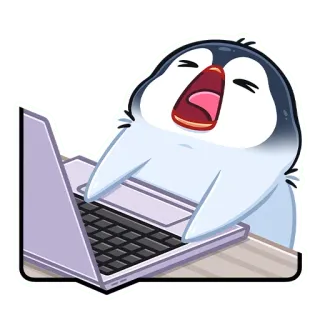 💻 pinguin, computer, laptop, tier, cartoon, süß, lustig, arbeitend telegram sticker