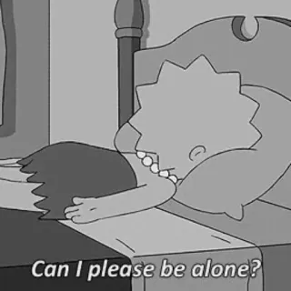 😴 Lisa Simpson The Simpsons Can I please be alone? Lisa Simpson, allein, Cartoon, traurig, Simpsons, TV Serie, emotional whatsapp sticker