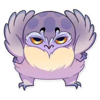 😠 burung hantu, burung, kartun, stiker, binatang telegram sticker