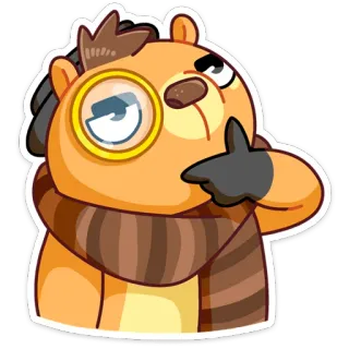 🤔 животное, медведь, монокль, думает, милый, стикер telegram sticker