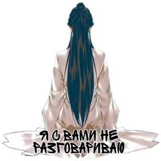 😡 Я С ВАМИ НЕ РАЗГОВАРИВАЮ sitting, person, hair, long hair telegram sticker
