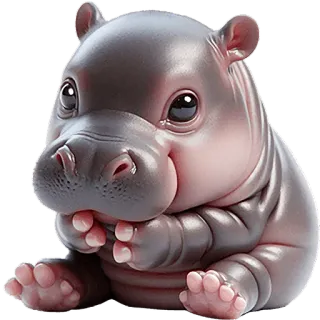 🫢 カバ, かわいい, 動物, カバの赤ちゃん, 漫画, 哺乳類, 野生動物 whatsapp sticker