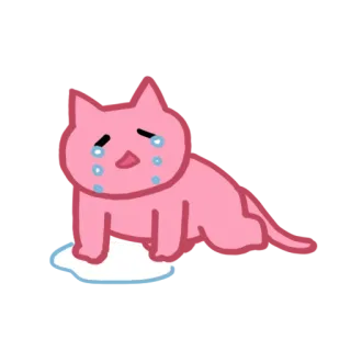 😢 gato, llorando, triste, rosa, dibujos animados, animal, emociones telegram sticker
