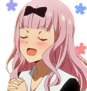 😇 Chika Fujiwara Kaguya-sama: Love Is War 动漫, 藤原千花, 辉夜大小姐想让我告白, 卡哇伊, 可爱, 粉色头发 telegram sticker