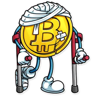 🤕 bitcoin, ferito, stampelle, fasciato, crypto, valuta telegram sticker