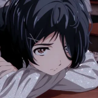 🖤 Anime, Ragazza, Triste, Ritratto, Scintillio, Manga telegram sticker