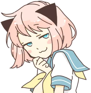 😏 Anime, Orelhas de gato, Kawaii, Presunçoso, Uniforme escolar, Travesso telegram sticker