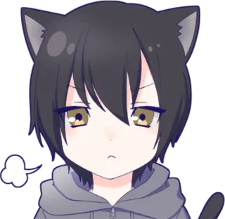 😤 Anime, Orejas de gato, Manga, Dibujos animados, Enojado telegram sticker