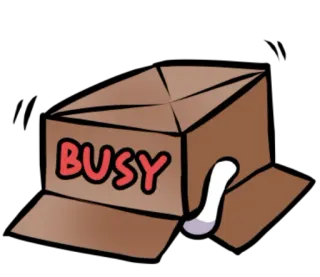 ❌ BUSY caja, gato, ocupado, dibujos animados, pegatina whatsapp sticker