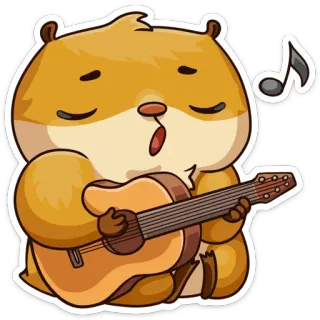 🎸 hamster, guitarra, música, animal, desenho animado, fofo, cantando whatsapp sticker