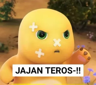 😎 JAJAN TEROS--!! Cartoon, Dinosaurier, Niedlich, Lustig, Meme, Gelb telegram sticker