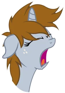 😫 pônei, desenho animado, animal, cabeça, personagem, cinza, marrom telegram sticker